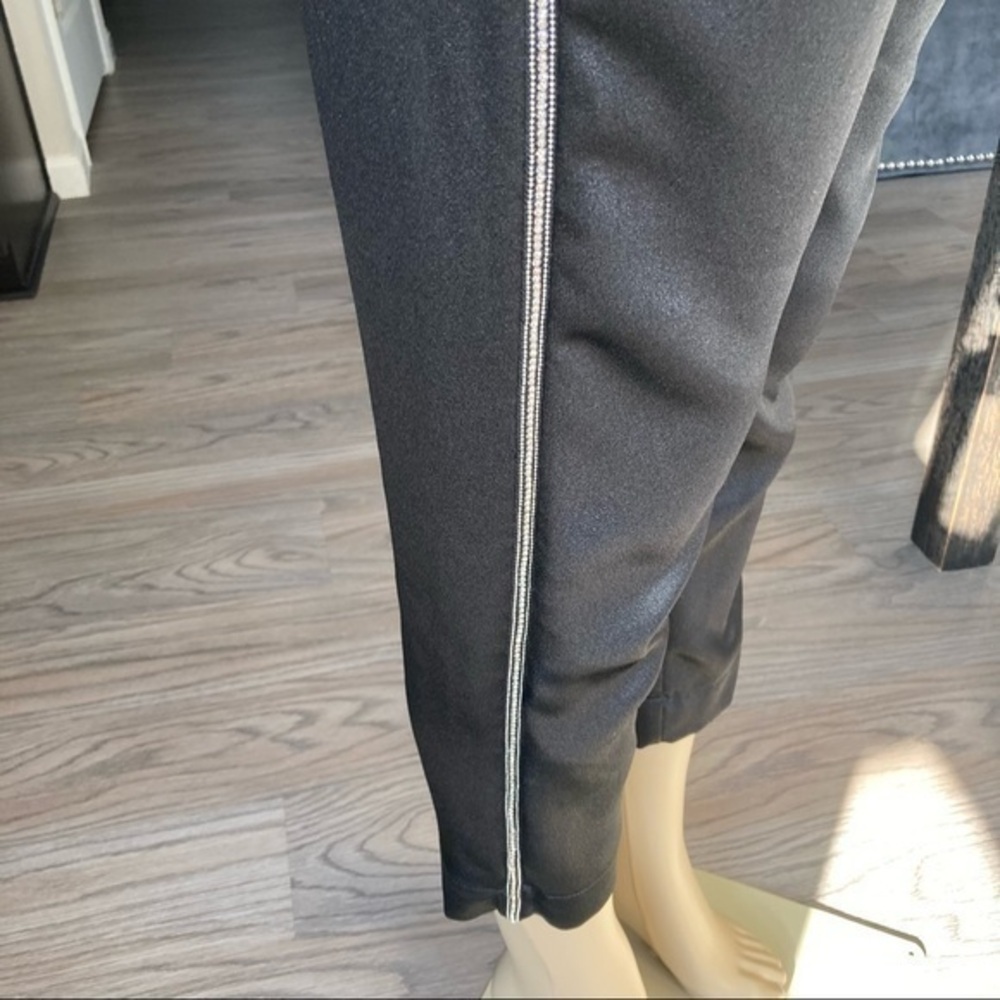 ✨ Express Black Skinny Tapered Trouser Silk Satin Pants rhinestone leg XS - Picture 4 of 8